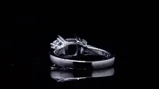 Half Moon Diamond Engagement Ring Setting - 3 Stone Ring - 23814