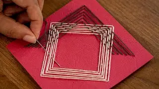 Easy Geometric Card Design | Step-by-Step Thread Art Tutorial | CraftiWorks
