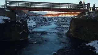 Br&uacute;arfoss waterfall, Iceland in winter