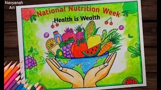National Nutrition Week poster drawing easy / Health is Wealth drawing / World Food Day drawing
