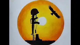 Tribute to Indian Army in LAC oil pastels drawing /How to draw fallen soldier battle cross