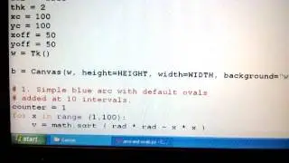 Python/Tkinter program displaying arcs and ovals.