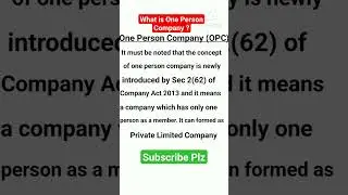 What is One Person Company ?