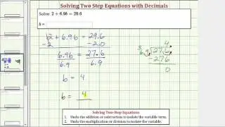 Ex: Solve a Two Step Equation with Decimals a+bx=c (Pos Ans)