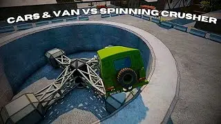 Cars & Van vs Spinning Crusher | BeamNG Drive [Ep.37]