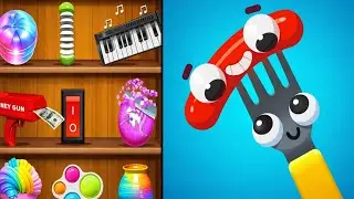 Mini Relaxing Game-Pop it vs fork N Sausage Funny Puzzle Gameplay ASMR 