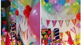colourful bityhday party theme for first birthday ||  birthday party decoration ideas at home