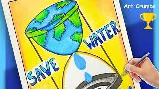 Save water poster step by step/Poster on Save water Save life/Save water save earth poster