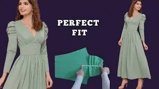 ✅ Long Dress Pattern Drafting | The Secret to a Perfect V-Neck & Puff Sleeves