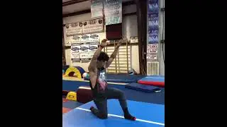 Fantastic quality gymnastics on air track blue surface white side air tumble track quote