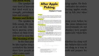 After Apple Picking -Robert Frost |Instant Essay for Exam success @ARsummaryguidance |Simple notes
