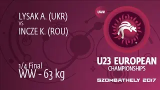 1/4 WW - 63 kg: K. INCZE (ROU) df. A. LYSAK (UKR), 4-1