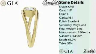 18K Gold Engagement Ring with 1ct Oval Bezel Setting