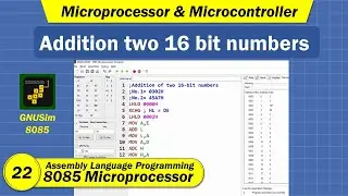GNUsim 8085 Simulator | Addition of Two 16 Bit Numbers | Assembly Language Programming 8085 in Hindi