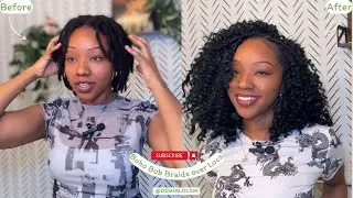 DIY TUTORIAL - Viral curlyBoho Bob Braids over LOCS!