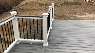 TREX Island Mist Deck. TREX Transcend Railing. TREX LED lighting