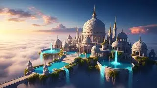 Celestial Waterfalls Golden Domes Journey | 4K Relaxing