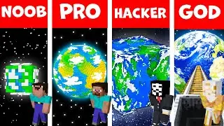 EARTH PLANET BASE HOUSE BUILD CHALLENGE!  / NOOB vs PRO vs HACKER vs GOD / Animation