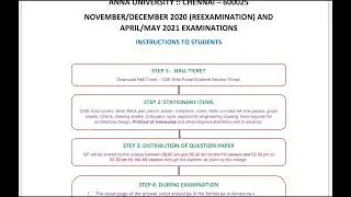 Anna University Reexamination Instructions to Students in Tamil