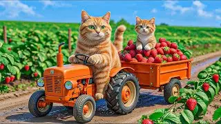 Farm Life Adventures! M&egrave;o Mẹ and Kitten&rsquo;s Strawberry Picking Journey 🚜🍓