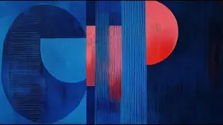 Modern dark blue and red abstract art. 1 hour 4K TV Wall Art screensaver
