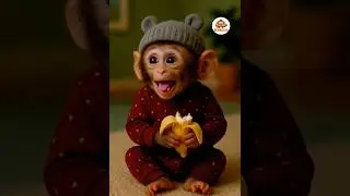 cute monkey eating banana