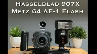 Hasselblad 907X со вспышкой Metz 64 AF-1 на планке Really Right Stuff MPR-192
