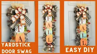 NEW FALL YARDSTICK DOOR SWAG CENTERPIECE GARLAND DIY MESH WREATH BEGINNER FRIENDLY STEP BY STEP🍂