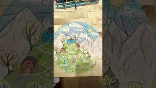 Paint a mountain village scene with me Guache Art #painting #watercolor #cottagecore