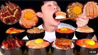 🍚 Bonggil&rsquo;s Ultimate Rice Bowl Feast | Salmon, Eel, Roe & Egg Toppings ASMR Mukbang 🎧