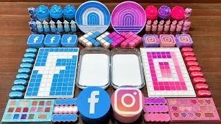 Glossy Slime Battle! FACEBOOK vs INSTAGRAM &ndash; Satisfying ASMR #28
