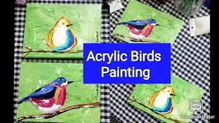 Abstract Acrylic Birds Painting | Step by step Tutorial for beginners