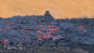 Basaltic lava-on-lava inflow