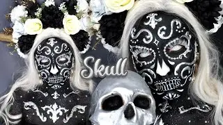 MAQUILLAJE CALAVERA ORNAMENTOS PLATEADOS | TUTORIAL | DÍA DE MUERTOS 🎃 🩶🤍