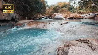 Relaxing Waterfall & Small Stream Flow | 4K Ultra HD
