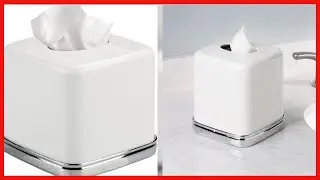 iDesign York Facial Tissue Box Cover, Vintage Holder for Bathroom Vanity Countertops, 5.75