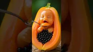 Ai fruit baby made of papaya 😍 #aifruitbaby #Viral 3D baby