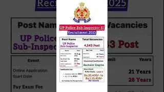 UP Police Sub Inspector SI Recruitment 2025 #uppolice #uppolicesubinspector #uppolicesi2025 #up