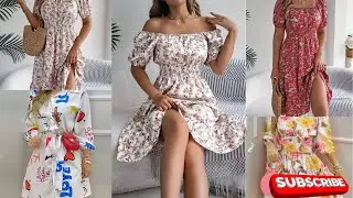 Spring and Summer Elegant Dress Floral Print Short Sleeved Square Neck Women's Ruffled Edge Dresses