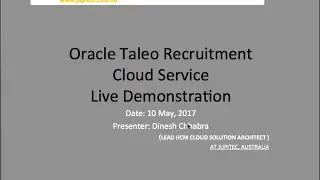 Oracle Taleo Recruitment Cloud Service- Demonstration