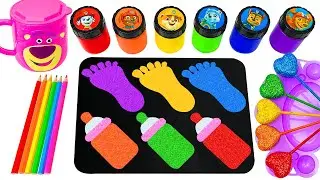 Satisfying Video l DIY How To Make BIG Oddly Rainbow Foot Bottle Glitter& PAW Patrol Paint ASMR