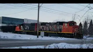CN L551 EMD GP38-2W 4791 & GP38-2W 4796 are Switching One Gondola Car in the Glasslead Industrial 
