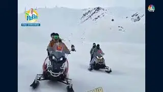 Rahul Gandhi & Priyanka Gandhi Ride a Snowmobile In J&K's Gulmarg | Digital | CNBC-TV18