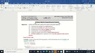 Lab7 System Calls for Linux Process Control by mosa alokla 4-10-2022 Qatar University