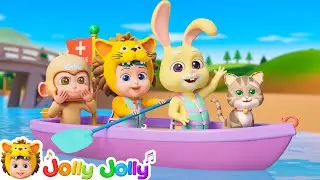 Row Row Row Your Boat | Let's Rescue Animals | Jolly Jolly - Nursery Rhymes