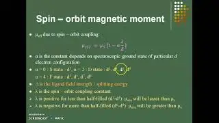 Magnetic properties of complexes and orbital quenching