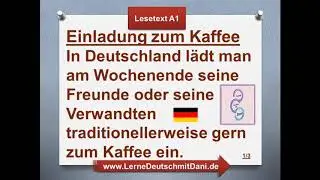 Deutsch lernen: Lesetext A1 EINLADUNG ZUM KAFFEE Audiobook H&ouml;rtext H&ouml;rbuch