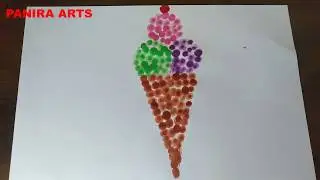 How to draw Ice cream using finger painting || finger painting drawing for kids || ice cream cone