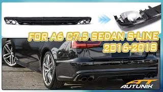 Rear Diffuser + Black Exhaust Tips For AUDI A6 C7.5 Sedan S-Line 2016-2018 di130