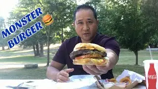 Massive Burger & Crispy Onion Rings | Monster Burger